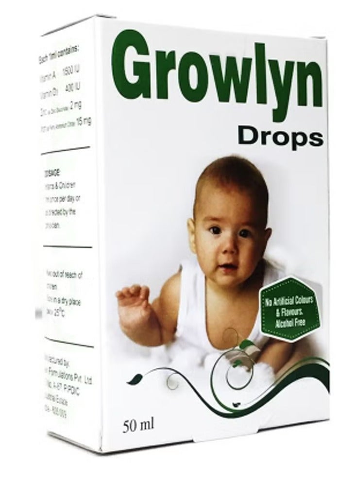 Growlyn Multivitamin Drops for Children Daily Growth & Nutritional Support 50ml Kids Vitamin Supplement
