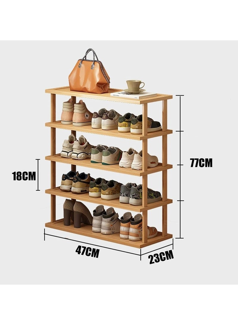 LINGWEI Multifunctional Bamboo Shoe Rack Free Standing Sturdy Shoe Organizer Shoe Storage Shelf for Entryway Bedroom Living Room Balcony - Image 5