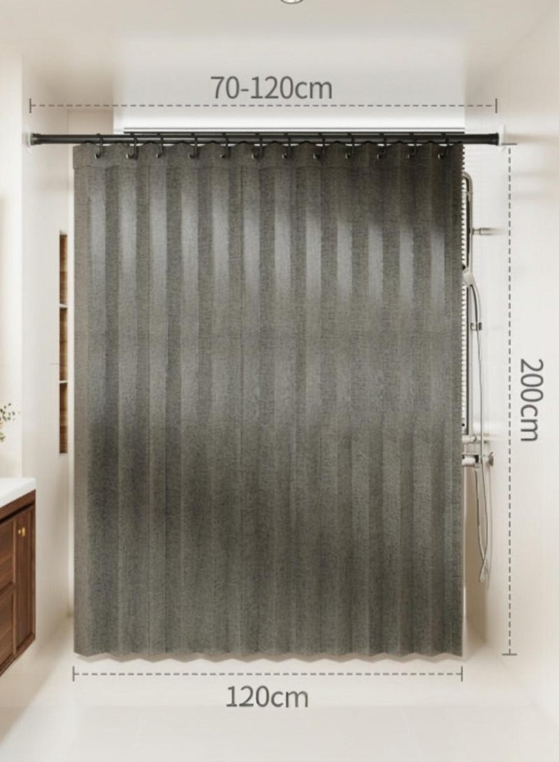 شو وو مجموعة ستائر دش مغناطيسية قابلة للطي، قضيب ستارة دش قابل للتعديل 70-120 سم، ستارة دش 120 سم، مناسبة للحمام العائلي أو الفندقي أو المنزل - Image 2