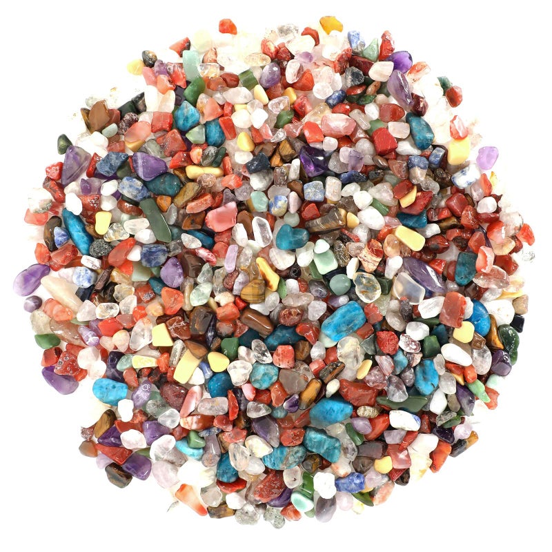 11lb Natural Mixed Crystal Chips Stones Healing Crushed Crystal Mixed Gemstones for Witchcraft Decorative Rocks for Succulent Pebbles Aquarium Fish Tank Vase Filler DIY Crafts and Indoor Plants Beautiful Package for Gift