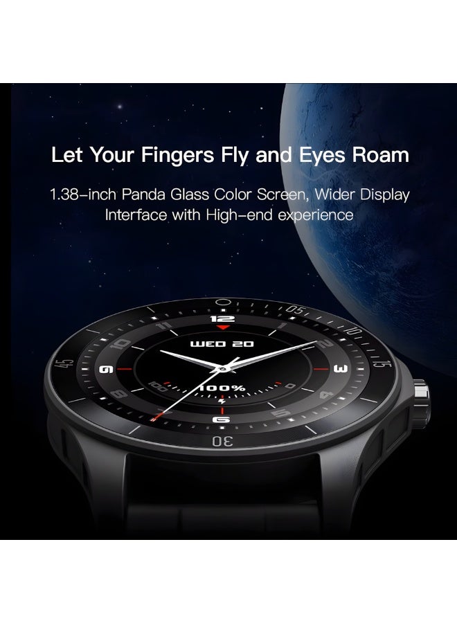 ساعة ذكية IDW18 للرجال والنساء مزودة بخاصية الاتصال عبر البلوتوث، شاشة 1.38 بوصة، جهاز تتبع النشاط، معدل ضربات القلب/النوم/تشبع الأكسجين في الدم، إجراء/الرد على المكالمات، 100 وضع رياضي، مقاومة للماء IP68، متوافقة مع نظامي Android وiOS (أسود) - Image 4