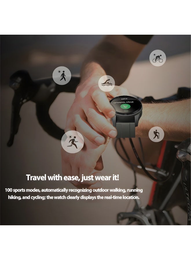 ساعة ذكية IDW18 للرجال والنساء مزودة بخاصية الاتصال عبر البلوتوث، شاشة 1.38 بوصة، جهاز تتبع النشاط، معدل ضربات القلب/النوم/تشبع الأكسجين في الدم، إجراء/الرد على المكالمات، 100 وضع رياضي، مقاومة للماء IP68، متوافقة مع نظامي Android وiOS (أسود) - Image 2