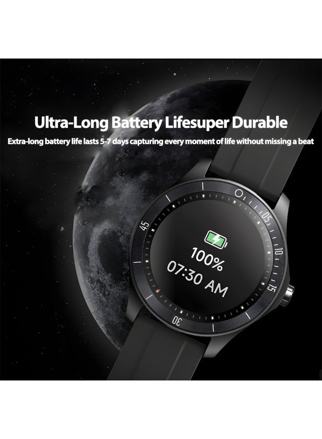 ساعة ذكية IDW18 للرجال والنساء مزودة بخاصية الاتصال عبر البلوتوث، شاشة 1.38 بوصة، جهاز تتبع النشاط، معدل ضربات القلب/النوم/تشبع الأكسجين في الدم، إجراء/الرد على المكالمات، 100 وضع رياضي، مقاومة للماء IP68، متوافقة مع نظامي Android وiOS (أسود) - Image 3