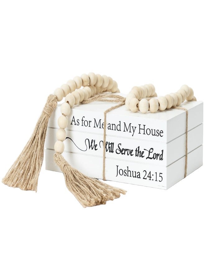 OMISHE Decorative Books for Home Decor, White Faux Books for Decoration, Rustic Farmhouse Stacked Display Books (As for Me and My House We Will Serve The Lord) - Image 1