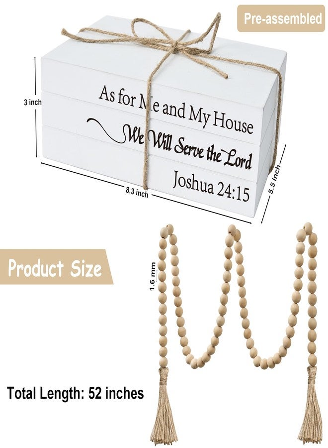 OMISHE Decorative Books for Home Decor, White Faux Books for Decoration, Rustic Farmhouse Stacked Display Books (As for Me and My House We Will Serve The Lord) - Image 4