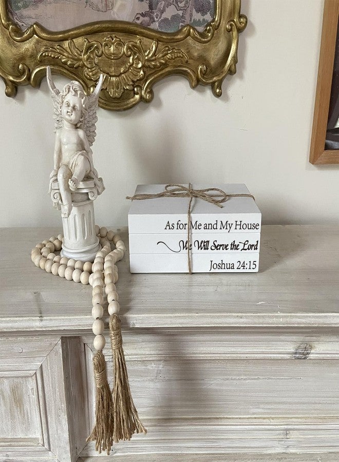 OMISHE Decorative Books for Home Decor, White Faux Books for Decoration, Rustic Farmhouse Stacked Display Books (As for Me and My House We Will Serve The Lord) - Image 5