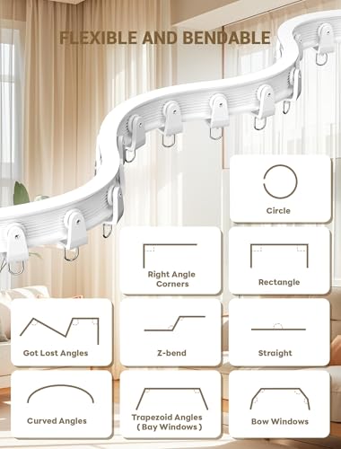 MERDTTES Flexible Bendable Ceiling Curtain Track, 9.8 FT (3 m), Mount for Rail with sliding Curtain Track System, Curtain Track Ceiling Mount, Room Divider for RV, Bathroom, Ceiling Curtain Rod, White - Image 3