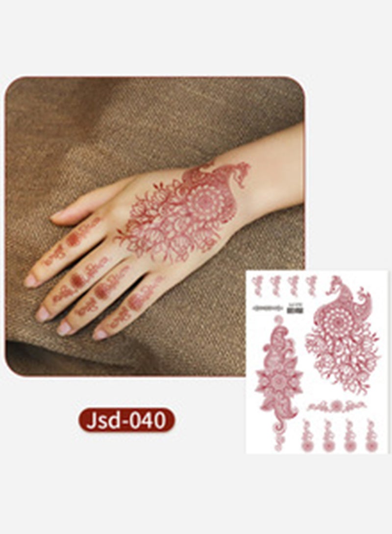 9 Sheets Waterproof Brown Henna Tattoos for Women-Wedding Party Peacock Lotus Stickers Body Art - Image 3