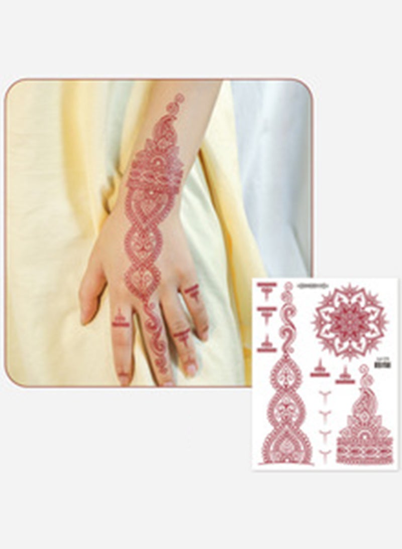 9 Sheets Waterproof Brown Henna Tattoos for Women-Wedding Party Peacock Lotus Stickers Body Art - Image 4