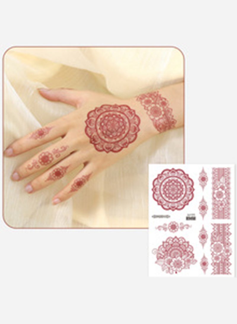 9 Sheets Waterproof Brown Henna Tattoos for Women-Wedding Party Peacock Lotus Stickers Body Art - Image 5