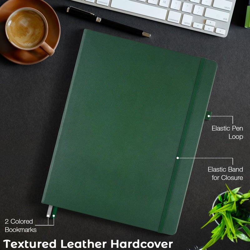 MaleDen Graph Paper Notebook, Hardcover Notebook 8.5 x 11, Grid Notebook Journal for Women, Men, Large Leather Journals for Writing, Thick Paper, A4 Notebooks for Work, School Supplies, Engineering Green - Image 5