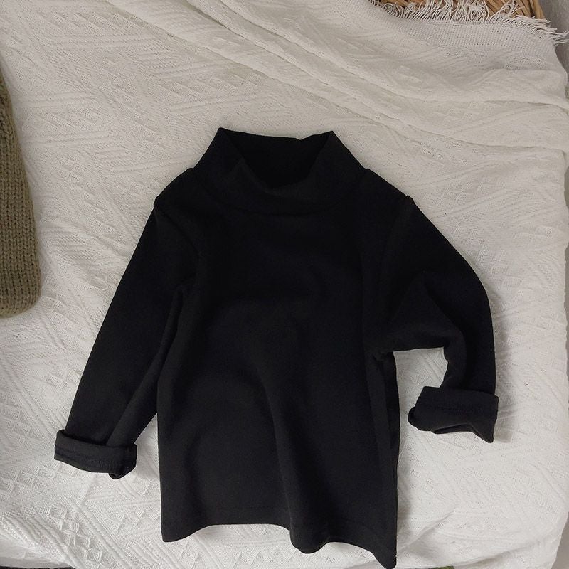 Men'S And Women'S Children'S Wear T-Shirt Top Baby'S Western Style Children'S Personality Trendy Brand Korean Half-High Collar Velvet Base Shirt - Image 1