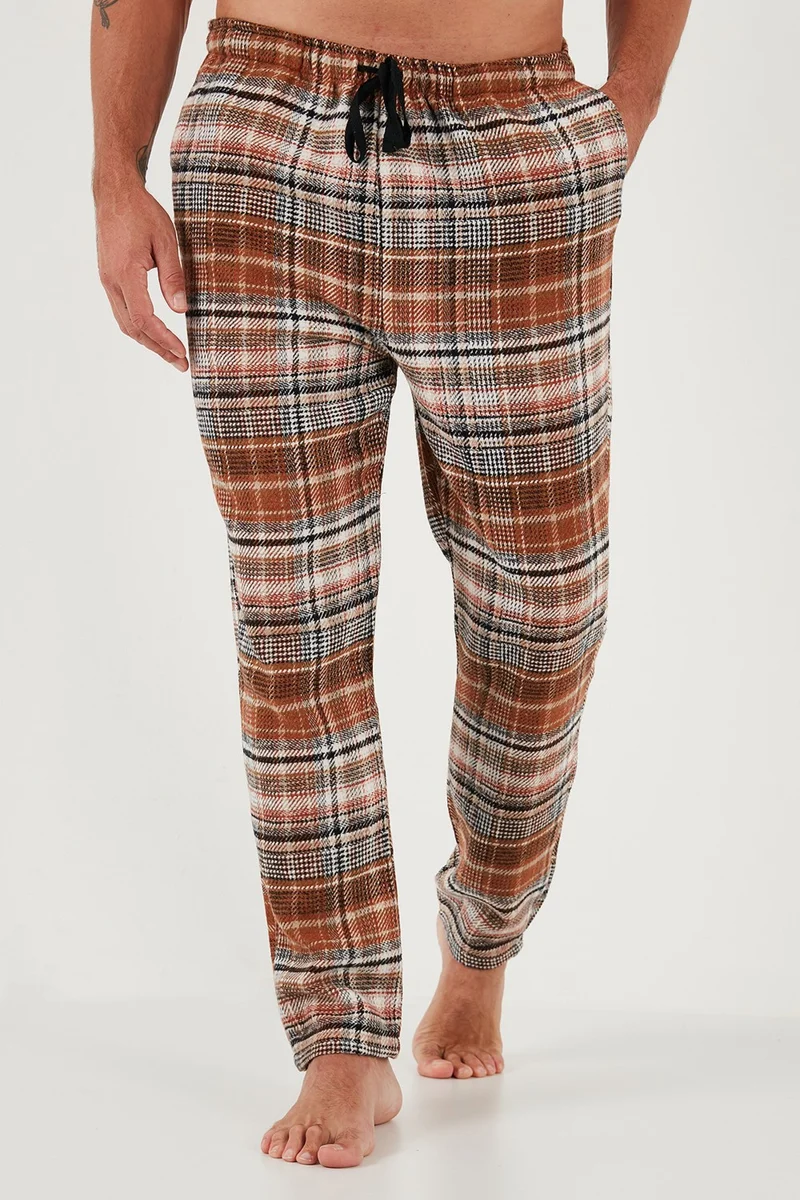 بوراتي Cotton Regular Fit Plaid Elastic Waist Pajama Bottoms Men's Pajama Bottoms 611PT00154