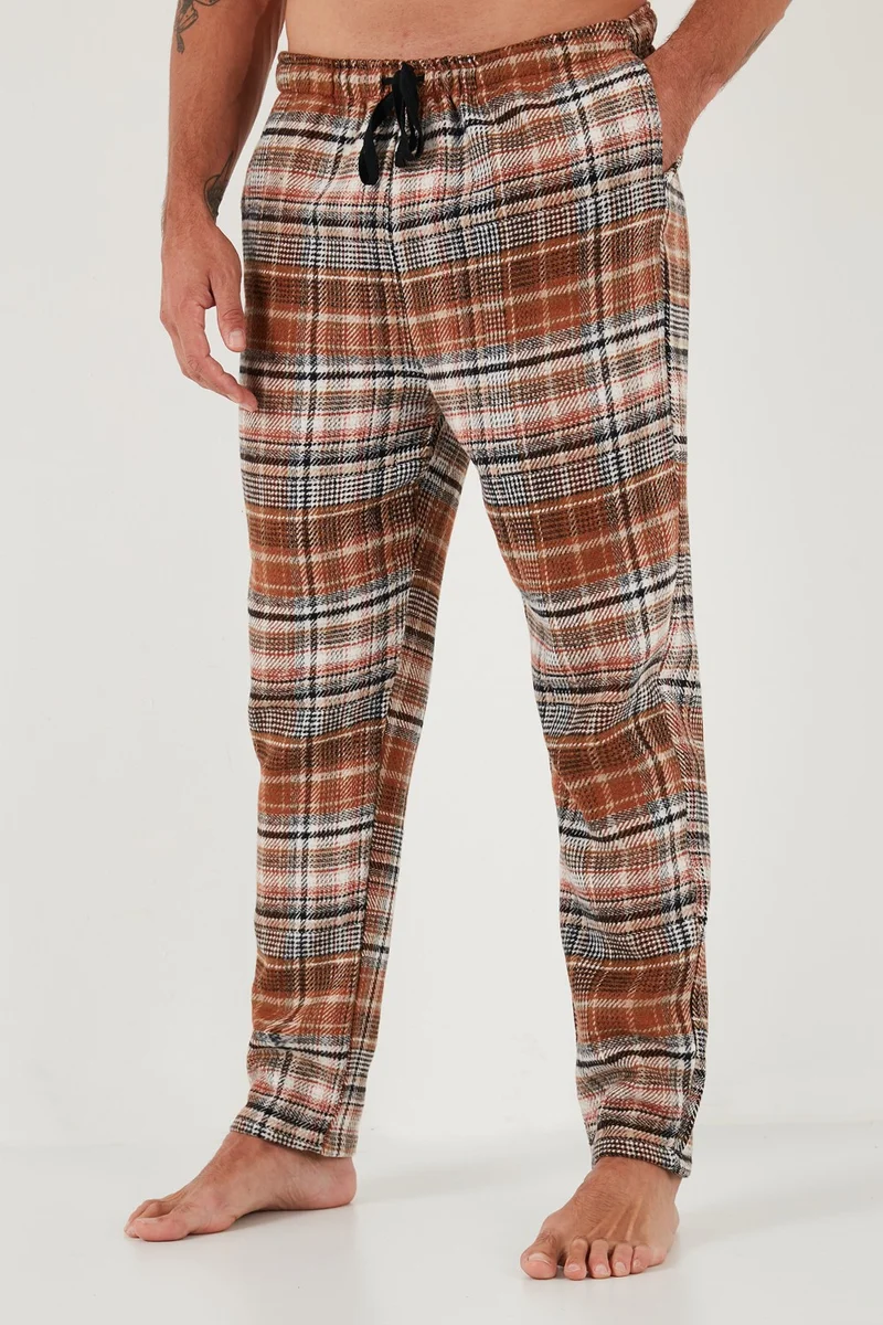 بوراتي Cotton Regular Fit Plaid Elastic Waist Pajama Bottoms Men's Pajama Bottoms 611PT00154