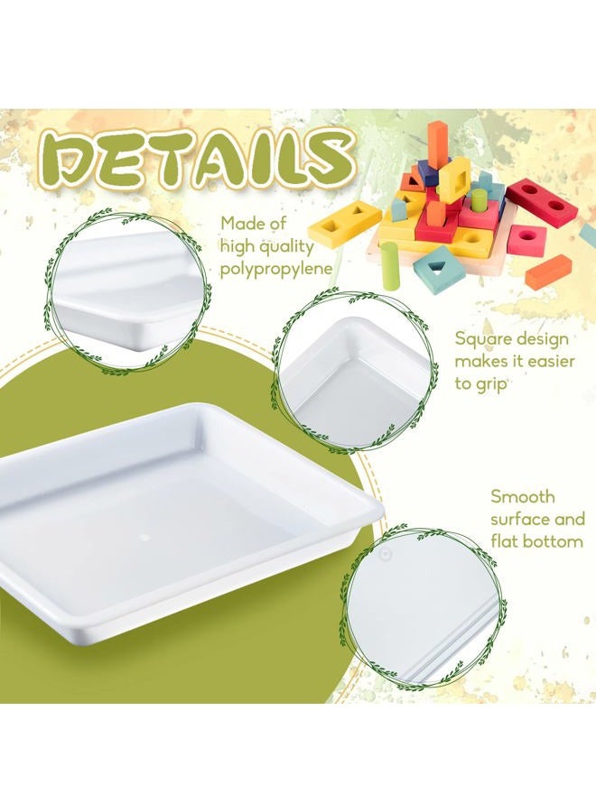 OJYUDD 10 Pack Plastic Art Trays,Activity Crafts Tray,Organizer Tray,Serving Tray for Home,School,Kids,DIY Projects,Painting,Beads (White) - Image 3