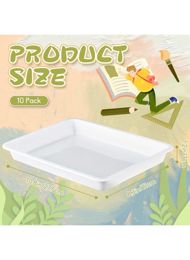 OJYUDD 10 Pack Plastic Art Trays,Activity Crafts Tray,Organizer Tray,Serving Tray for Home,School,Kids,DIY Projects,Painting,Beads (White) - Image 2
