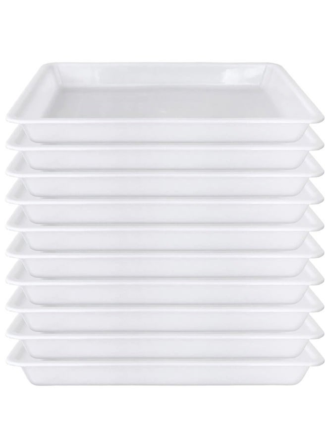 OJYUDD 10 Pack Plastic Art Trays,Activity Crafts Tray,Organizer Tray,Serving Tray for Home,School,Kids,DIY Projects,Painting,Beads (White) - Image 1