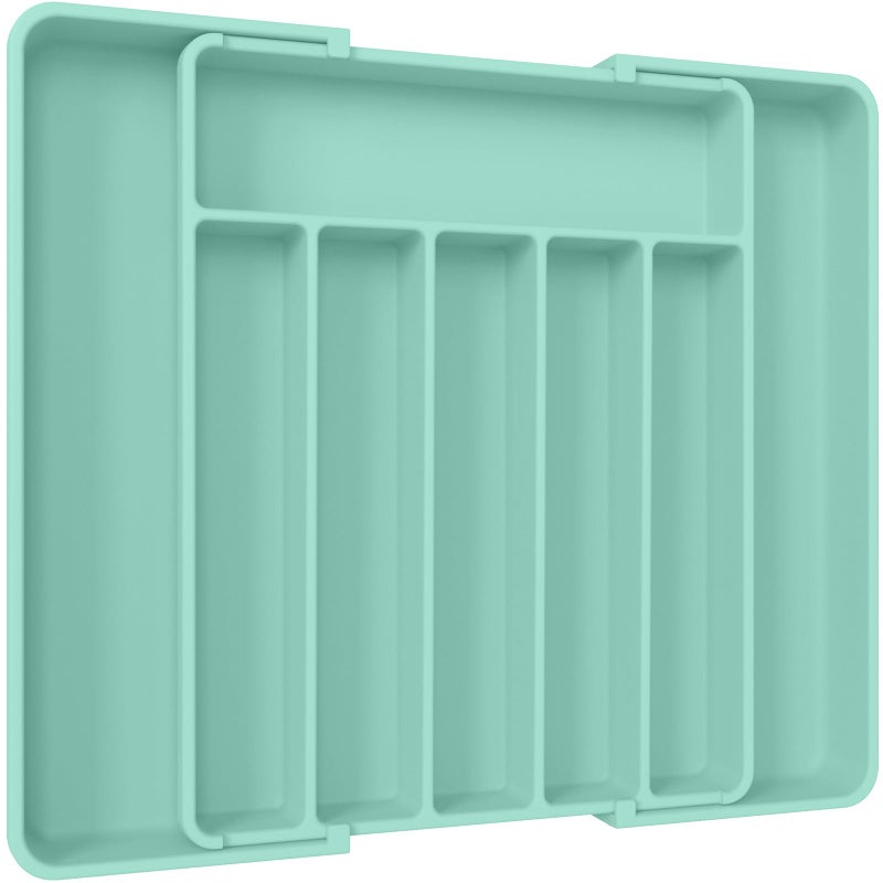 Aujen Silverware Organizer Expandable Kitchen Drawer Organizer Adjustable Utensil Organizer Cutlery Tray for Forks Knives Multipurpose Kitchen Organizers and Storage Solution Green Large - Image 2