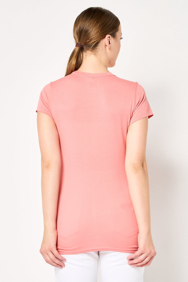 G-Star RAW Women Crew Neck Short Sleeve Brand Logo T-Shirt, Peach - Image 4