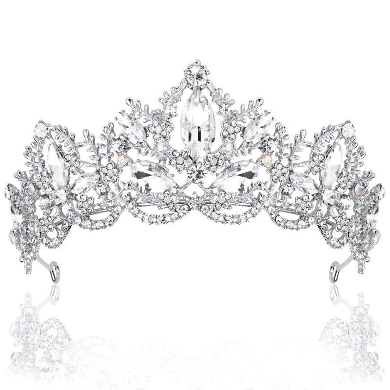 Exacoo Silver Tiara Wedding Tiaras and Crowns for Women Rhinestone Queen Tiara for Women Princess Crown Birthday Tiara Headbands for Wedding Prom Bridal Party Halloween Costume Christmas Gifts