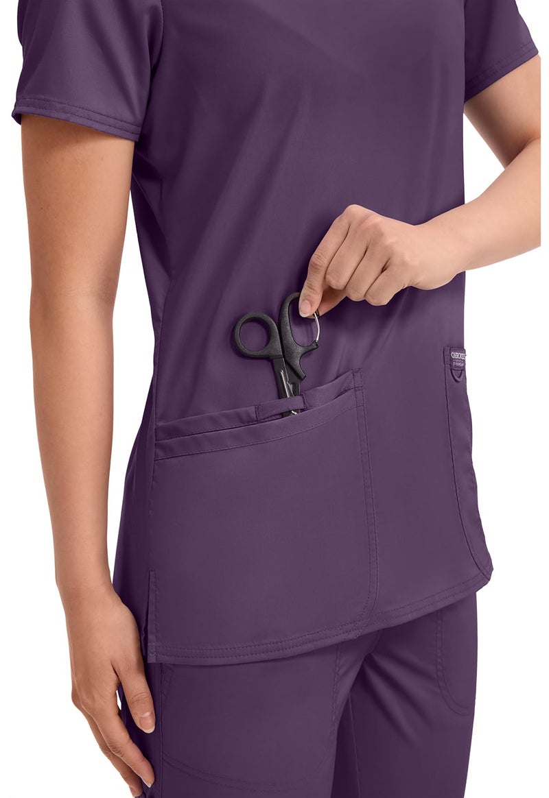 Cherokee Women's V-Neck Top, Eggplant, Large - Image 2