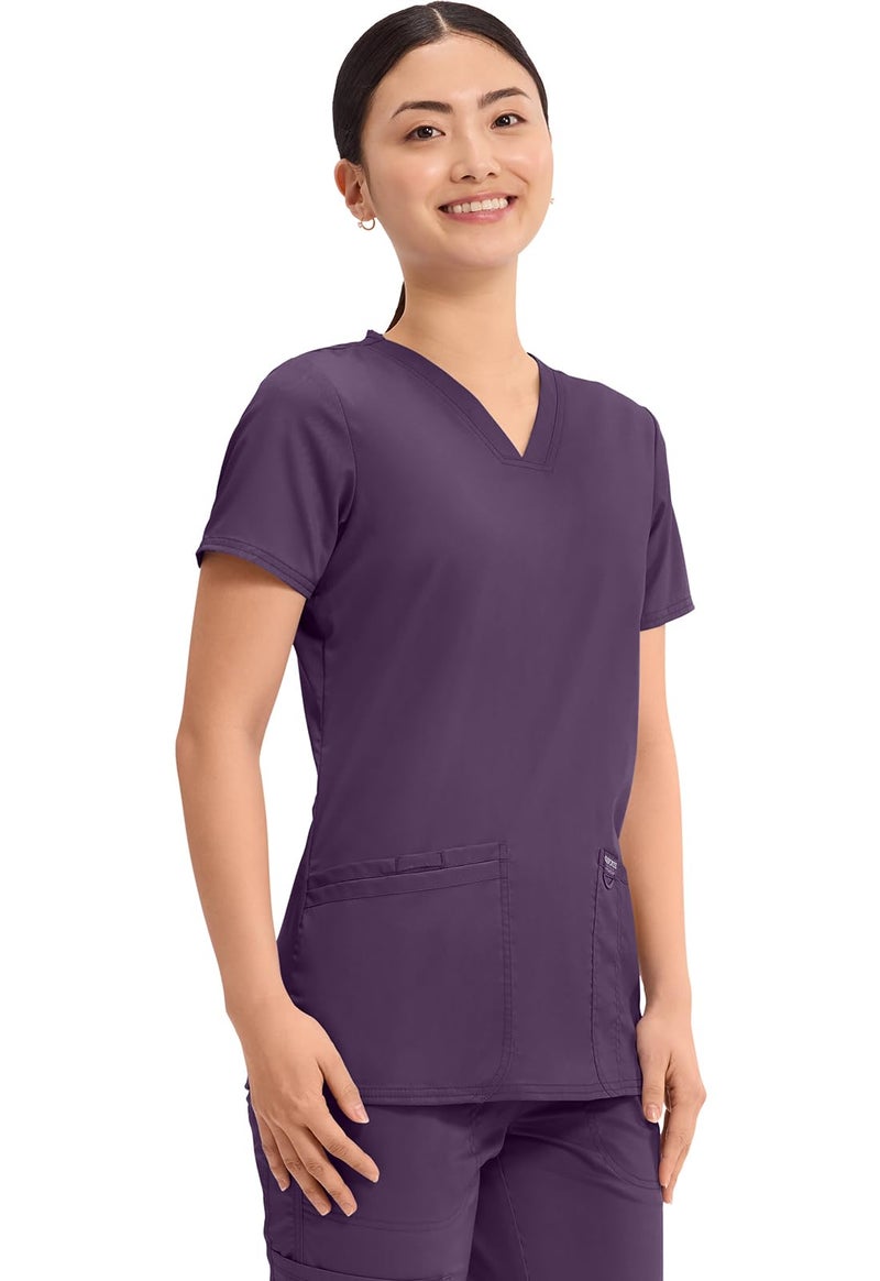 Cherokee Women's V-Neck Top, Eggplant, Large - Image 5