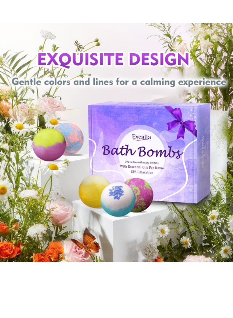 Excalla Bath Bombs for Women, 20 Pcs Handmade Bubble Bathbombs Gift Set, Shea & Coco Butter Dry Skin Moisturize, SPA Relaxing Gifts for Women & Men, Her, Girls, Wife, Birthday  - Image 4