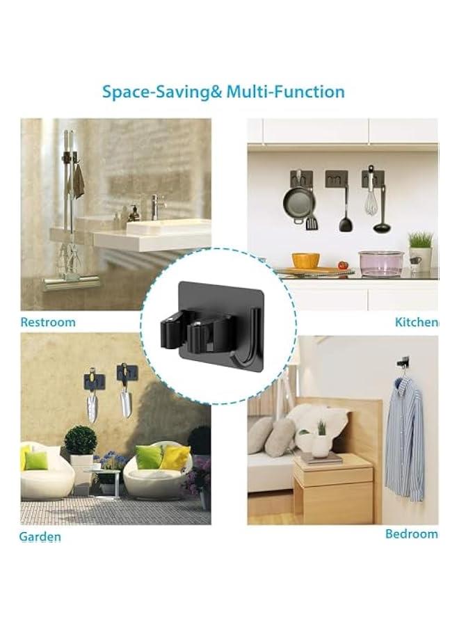 HOOKOR Mop Broom Holder No Drill, Mop Broom Organizer Wall Mounted Heavy Duty with Hooks Hanger, Self Adhesive Stainless Steel 4Pcs for Bathroom, Kitchen, Office，Closet Garage Laundry Room - Image 3