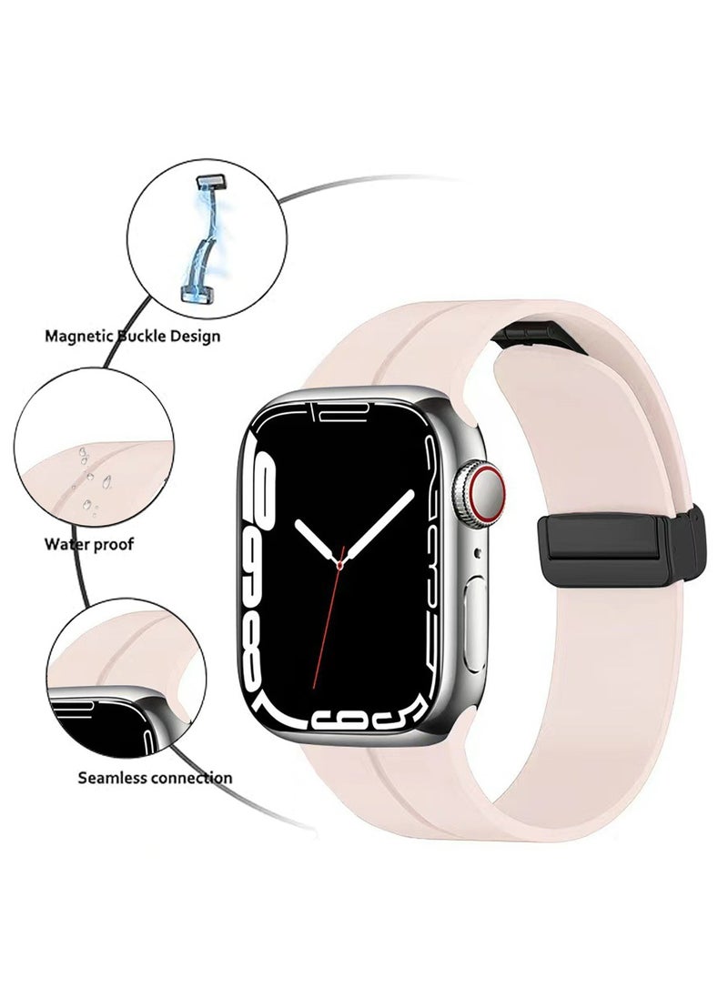 SNBFA - Bands Compatible With Apple Watch 42/44/45/49MM Series 9/8/7/SE/6/5/4/3/2/1 IWatch Ultra/Ultra 2 Soft Silicone Watch Band With Magnetic Buckle Sport Watch Strap - Image 1