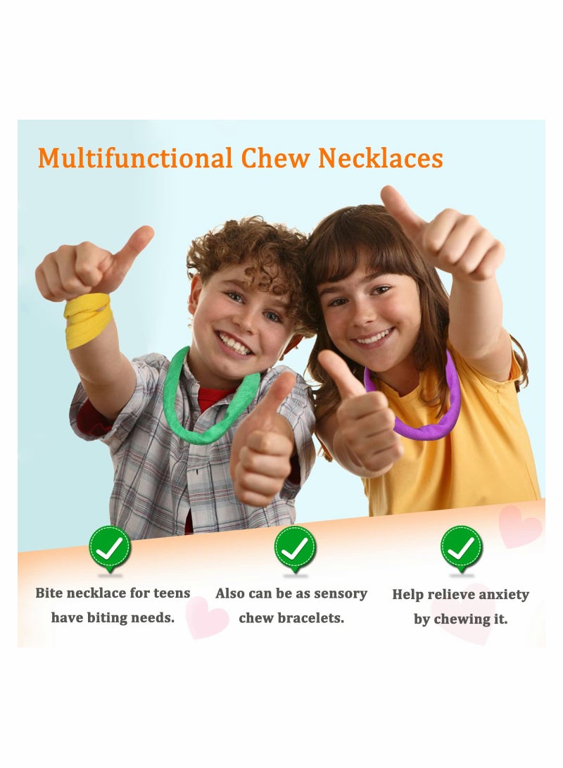 Excefore Chew Necklaces for Sensory Kids 8 Pieces Soft and Absorbent Terry Cloth Teething Chewy Necklace Absorbent Alternative to Chewing Clothing - Image 4