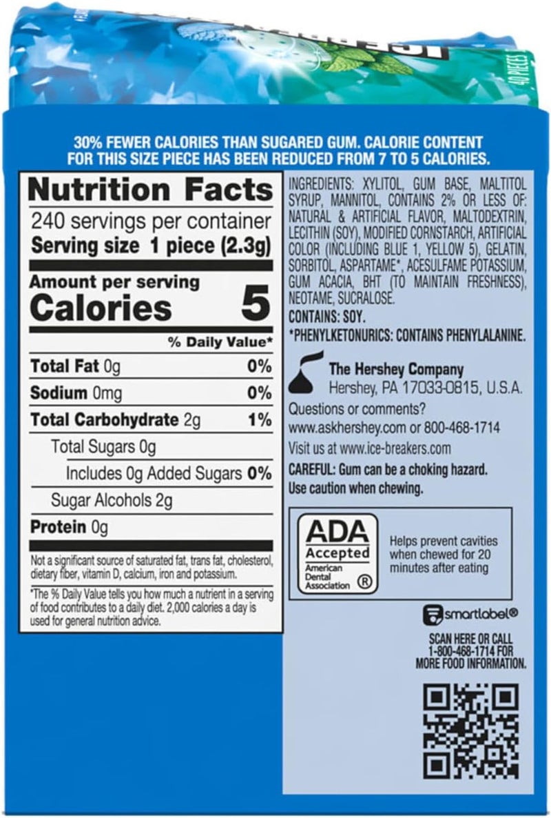 Ice breakers آيس بريكرز فليفر شيفترز وينترغرين إلى كولمنت خالي من السكر علكة - 6 زجاجات (3.24 أونصة لكل منها، 40 قطعة) - Image 2