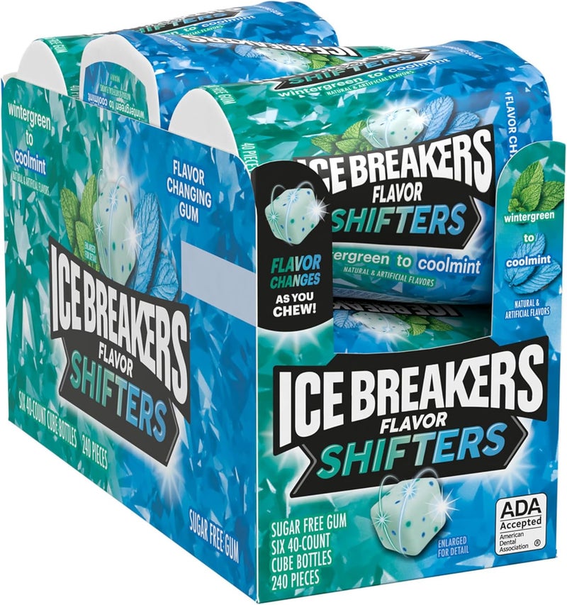Ice breakers آيس بريكرز فليفر شيفترز وينترغرين إلى كولمنت خالي من السكر علكة - 6 زجاجات (3.24 أونصة لكل منها، 40 قطعة) - Image 3