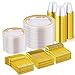 WELLIFE 600 PCS Clear Gold Disposable Dinnerware Set for 100 Guests Elegant Gold rimmed Plastic Plates Cups Cutlery for Weddings Receptions Holiday Events BPAFree Clear and Gold - Image 1