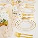 WELLIFE 600 PCS Clear Gold Disposable Dinnerware Set for 100 Guests Elegant Gold rimmed Plastic Plates Cups Cutlery for Weddings Receptions Holiday Events BPAFree Clear and Gold - Image 4