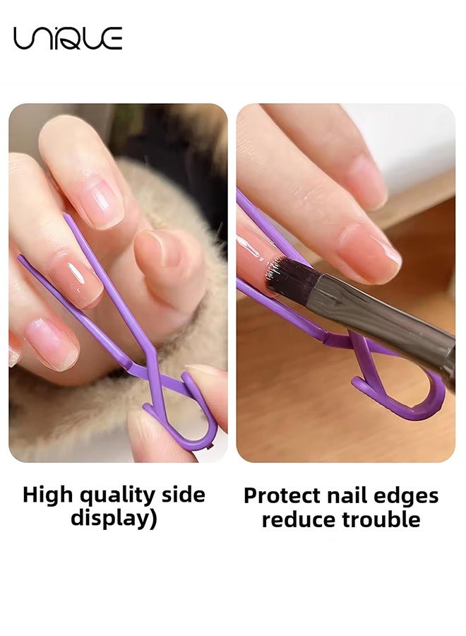 Unique 40 Pcs Nail Polish Protector for Fingers - Acrylic Nail Protector Easy C Curve Nail Pinching Clips Manicure Tools Nail Art Accessories for Gel Finger Nail Extension UV Builder - Pink/Purple - Image 3