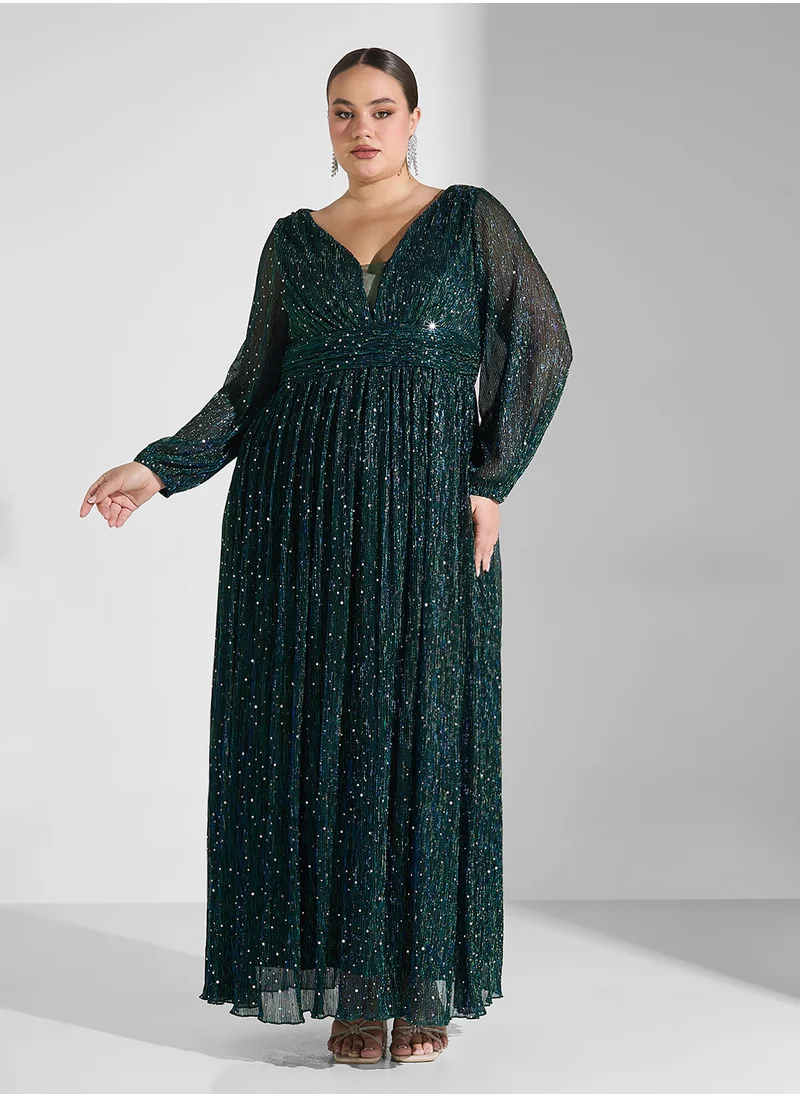 خزانة Plus Size Shimmer A-Line Dress