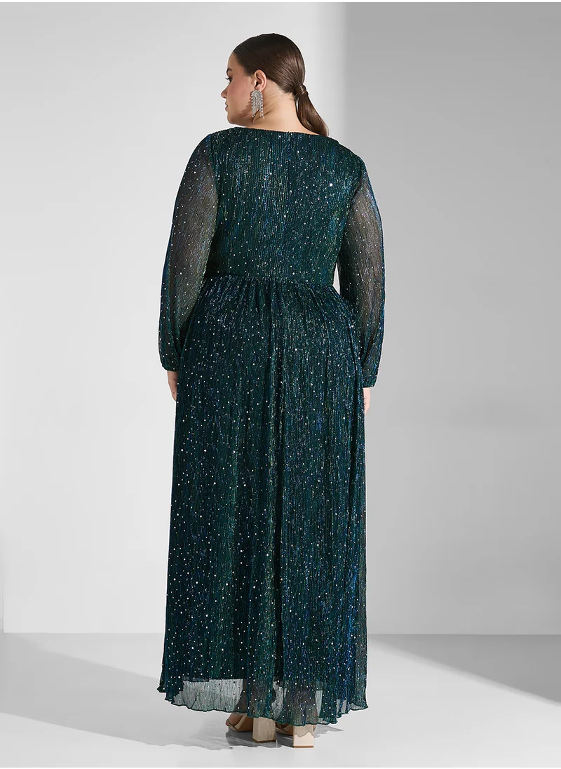 خزانة Plus Size Shimmer A-Line Dress