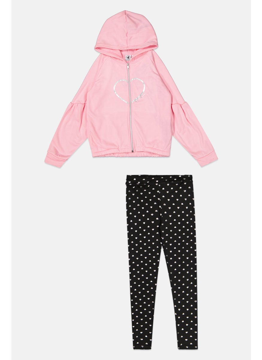 Body Glove Kids Girl 2Pc Graphic Print Sweatshirt And Pants, Pink  - Image 1