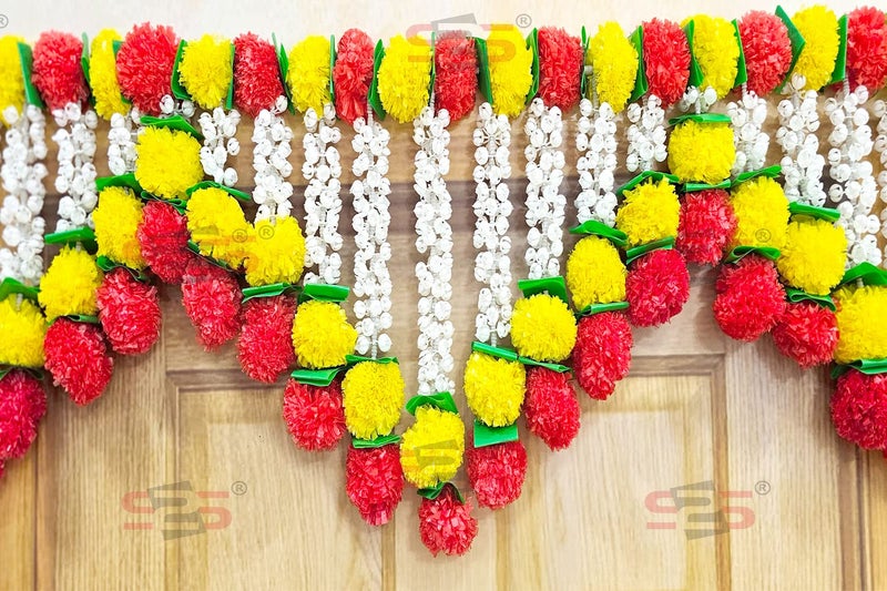 S2S Artificial Mogra Flowers I Heavy Door Hanging Toran I Bandhanwar for All Festivals Decoration (Length - 40 Inch), Multicolor - Image 2