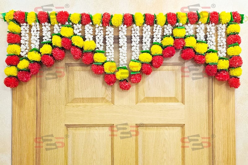 S2S Artificial Mogra Flowers I Heavy Door Hanging Toran I Bandhanwar for All Festivals Decoration (Length - 40 Inch), Multicolor - Image 4