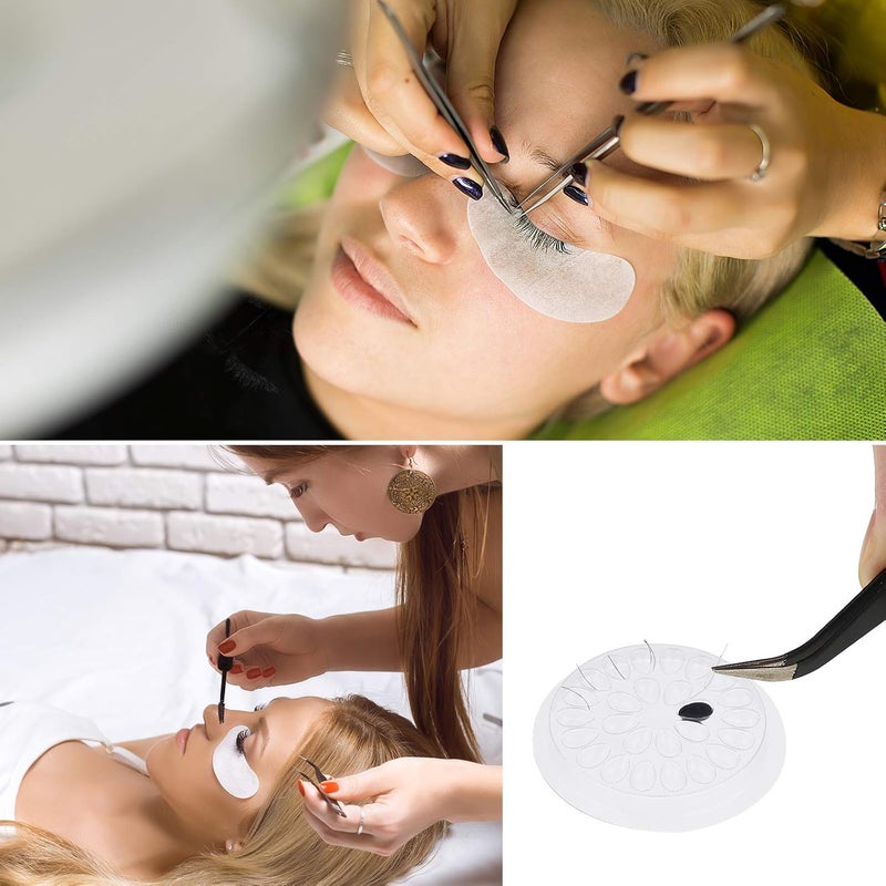 Maitys 200 Pieces Disposable Plastic Glue Pad Transparent Flower Shape Glue Pallet Pad Lash Glue Holder Tray Tools Pigment Holder Base for Eyelash Extension - Image 4