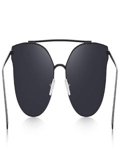 MERRY'S Fashion Women Cat Eye Sunglasses Coating Mirror Lens Sun glasses UV400 S7882 (Black&Black, 56)