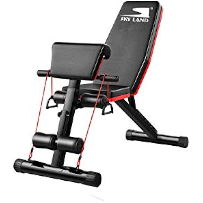 Sky Land Adjustable Weight Bench Em-1857 | Multi-Function Strength Training Bench With Elastic Resistance Ropes, Foldable Design, Heavy-Duty Steel Frame For Home Gym Workout – 130Kg Capacity - Image 2