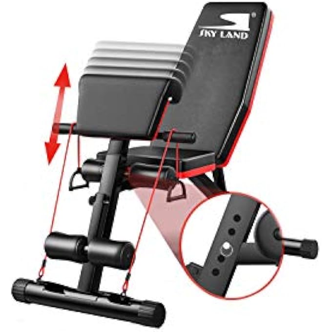Sky Land Adjustable Weight Bench Em-1857 | Multi-Function Strength Training Bench With Elastic Resistance Ropes, Foldable Design, Heavy-Duty Steel Frame For Home Gym Workout – 130Kg Capacity - Image 4