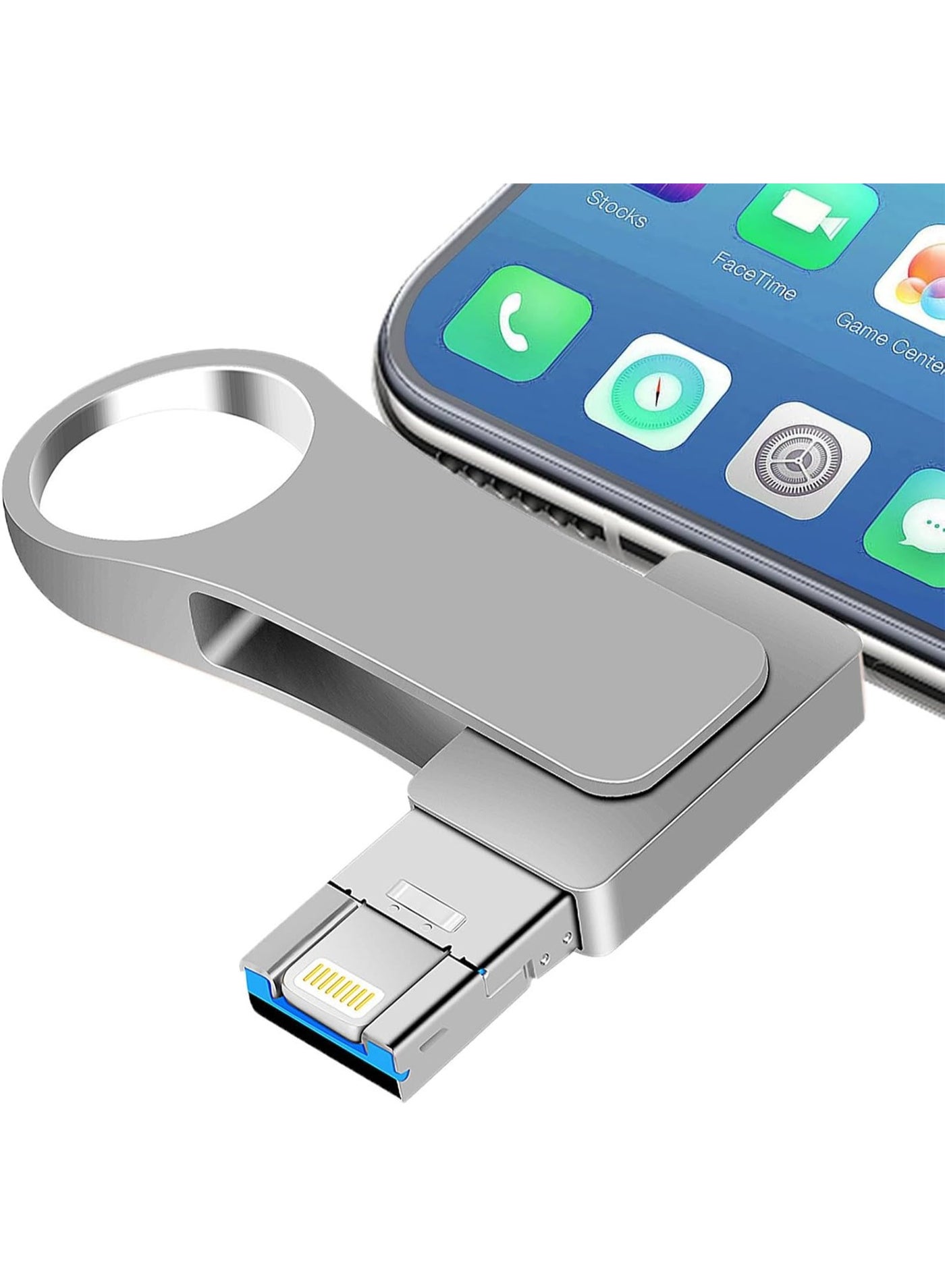 2TB USB Flash Drive 4-in-1 Multi-Port Memory Stick USB 3.0 High Speed Thumb Drives Photo Storage Memory Stick External Storage Compatible for Smartphone Laptop Android PC Mac