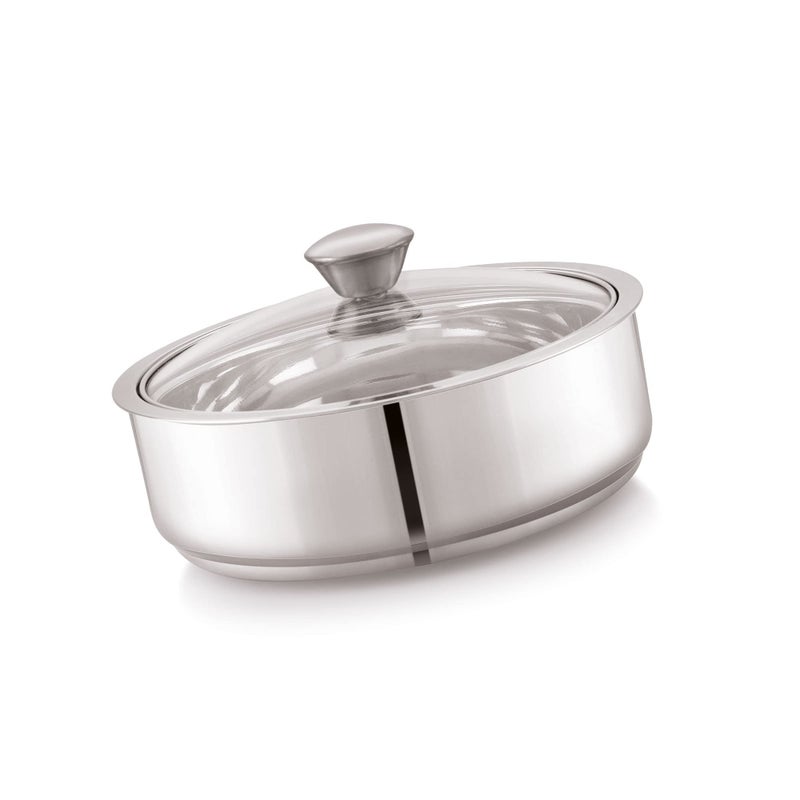 ANJALI ES2PCS Elite Pro Stainless Steel 1pc Gravy Bowl 1300 ml with Glass Lid, 1 pc Roti Server 1600 ml Chapati Pot, Serving Casserole - Image 5