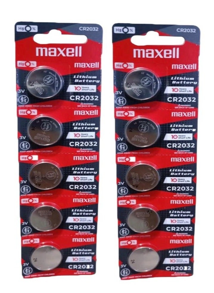 Maxell 10pcs CR2032 lithium battery made in Japan - Image 1