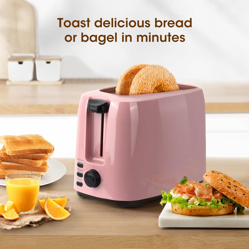 iSiLER 2 Slice Toaster, 1.3 Inches Wide Slot Bagel Toaster with 7 Shade Settings and Double Side Baking, Removable Crumb Tray, Defrost Cancel Function Pink - Image 5