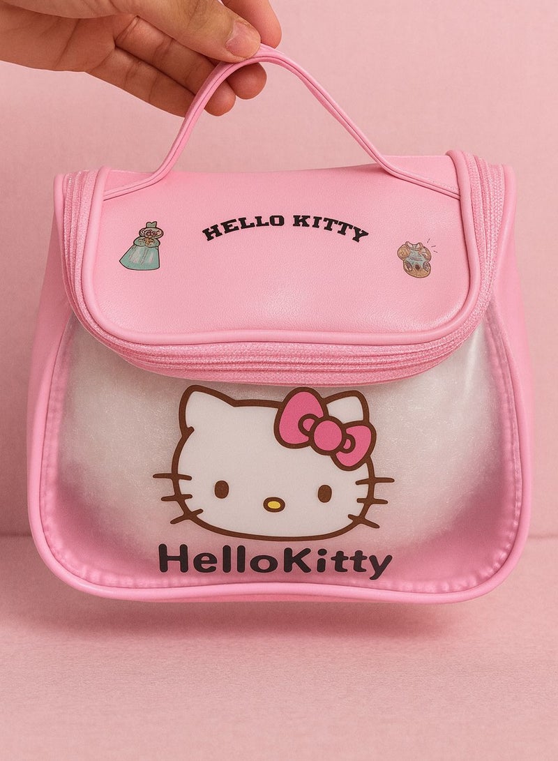 Hello Kitty Makeup Bag | Small & Practical Cosmetic Organizer | Cute Cartoon Design Pouch | Multi-Purpose Travel & School Essentials Bag