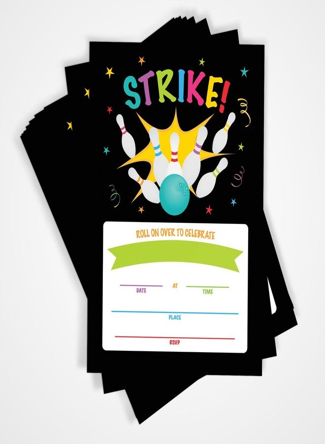 Printed Party Kids Birthday, Bowling Party, 20 Invitations and Envelopes - Image 1